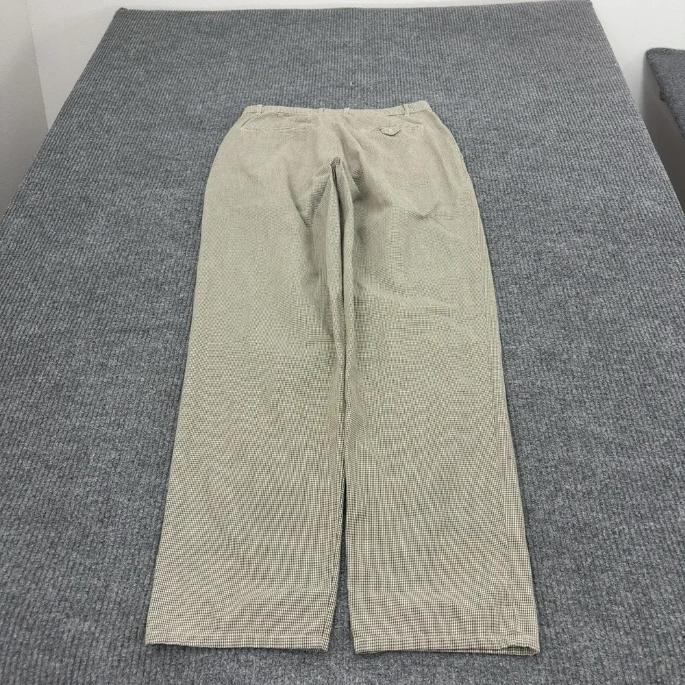 Vintage Tommy Hilfiger Pants Mens 33 Brown Cotton Houndstooth Pleated Chino